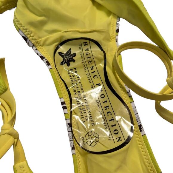 NWT Lemlem Amira Bikini Women's Size XL 2 Pcs Yellow Tie Front String Bottom - Picture 7 of 13